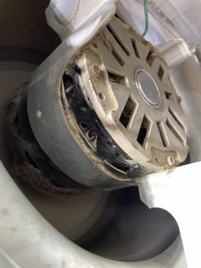 Old, dirty indoor blower motor removed from service at a Booneville home