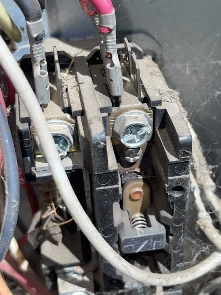 Contactor inside the control panel of an outdoor AC unit in Dyer, Arkansas