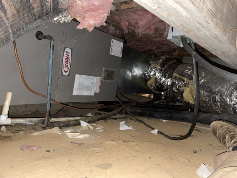 Heat pump indoor unit and ductwork installed in the attic of a Greenwood home