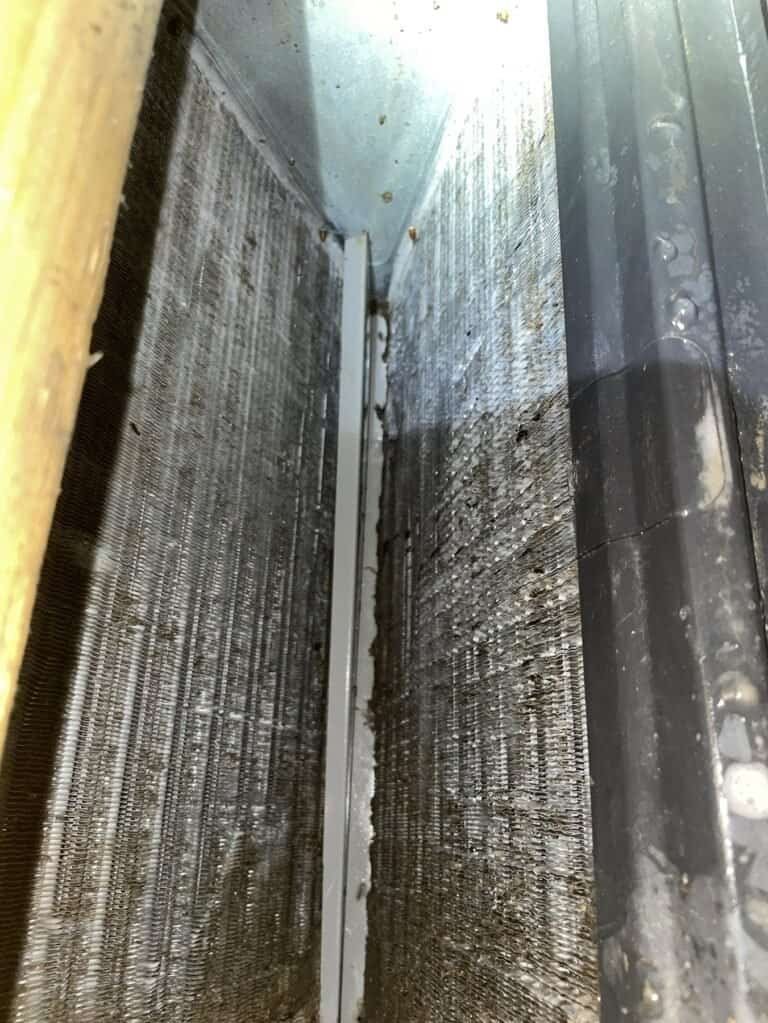 Indoor evaporator coil after a deep cleaning in Roland