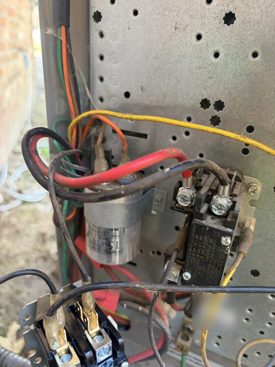 Worn Electrical Parts in a Greenwood Outdoor AC Unit (New Capacitor and Contactor)