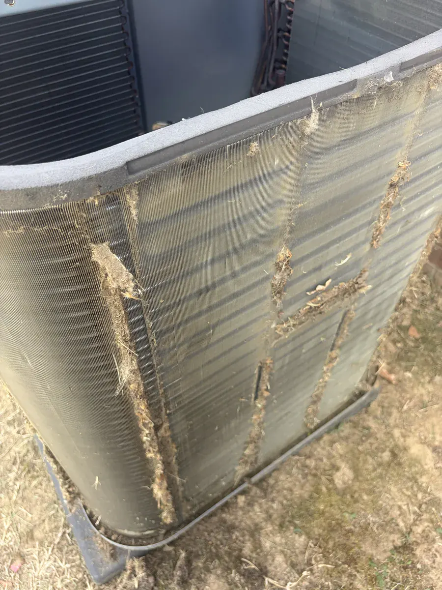 Outdoor AC Coil Packed With Dirt and Lint in Greenwood, AR (AC Tune-Up)