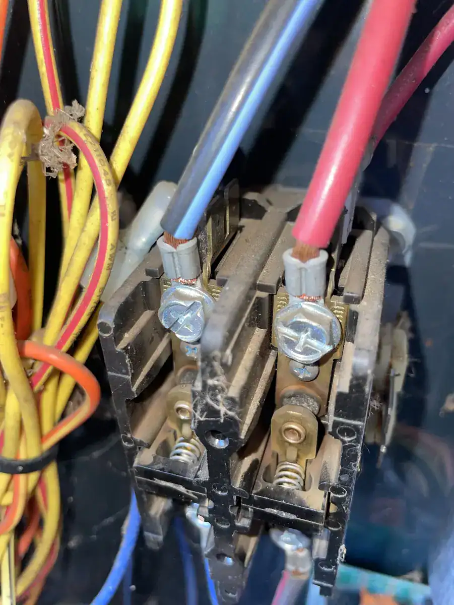 Contactor (the on/off switch) in a Greenwood system, replaced along with the fan motor